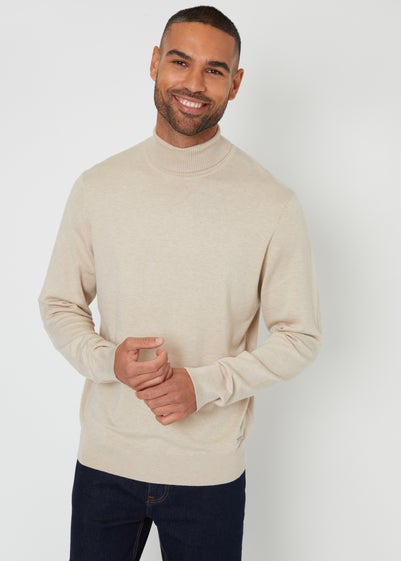 Threadbare Natural Knitted Roll Neck Jumper