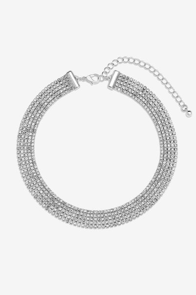 Mood Silver Crystal Fixed Diamante Choker Necklace