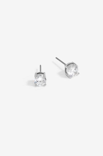 Jon Richard Rhodium Plated Cubic Zirconia Round Stud Earrings