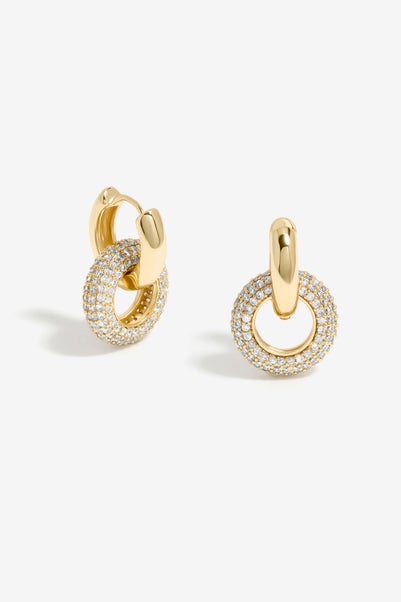 Jon Richard Gold Plated Polished and Cubic Zirconia Ring Earrings