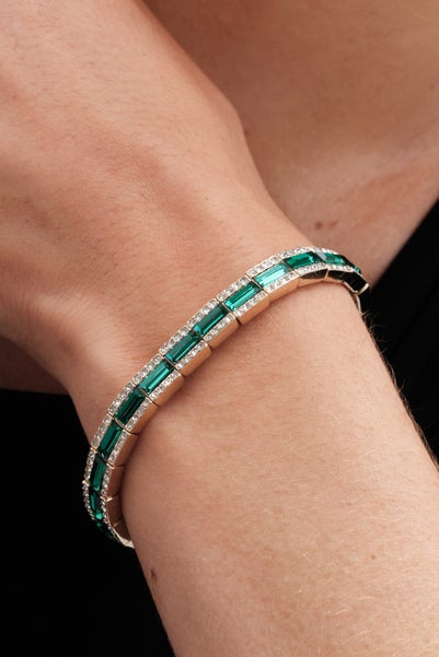 Jon Richard Gold Plated Emerald Baguette Stretch Bracelet