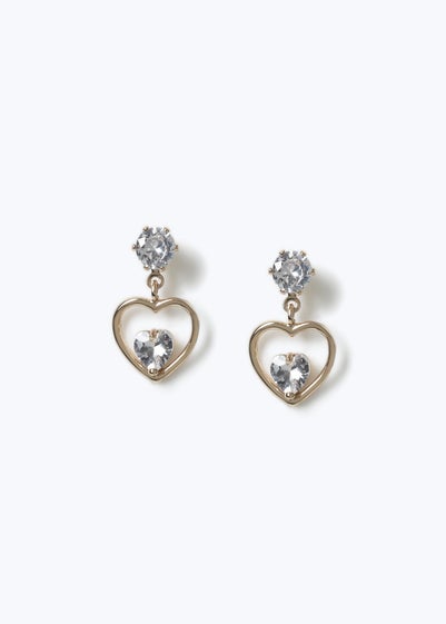 Gold Heart Drop Earrings