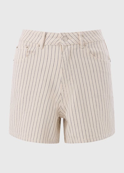 Ecru Stripe High Waisted Shorts