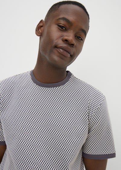 Charcoal Smart Jacquard Checker T-Shirt