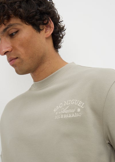 Stone Sao Miguel Embroidered Textured T-Shirt