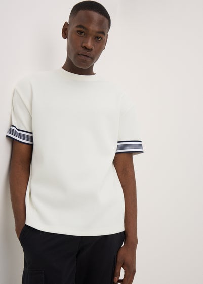 White Smart Stripe Arm Co Ord  T-Shirt