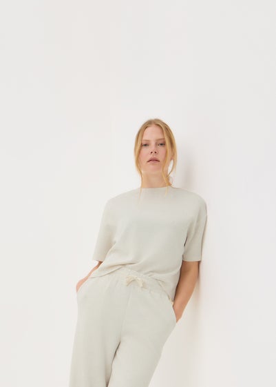 Souluxe Oatmeal Embossed Co Ord T-Shirt