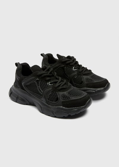 Kids Black Chunky School Trainers  (Younger 10/11-Older 5/6)