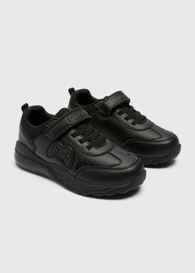Boys Black Gamer Light Up Trainers (Younger 8/9-Older 2/3)