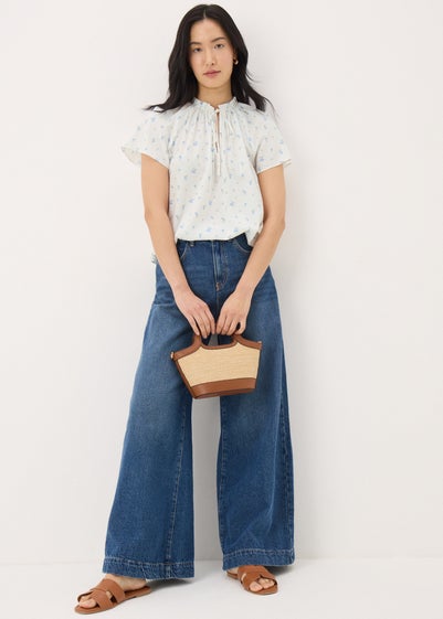 Cream Ditsy Floral Boho Blouse