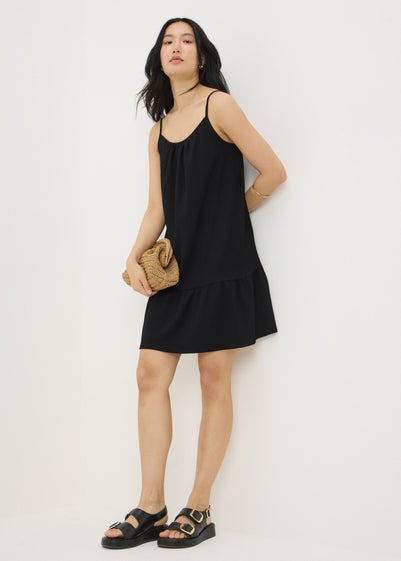 Black Crinkle Cami Mini Dress