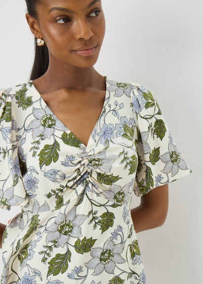 Blue Floral Mini Tea Dress