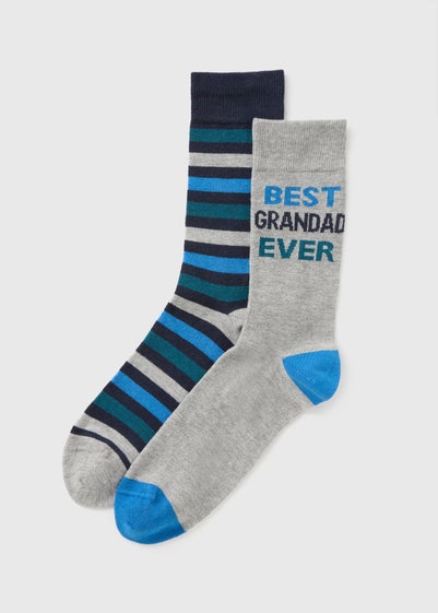 2 Pack Multicolour Best Grandad Socks