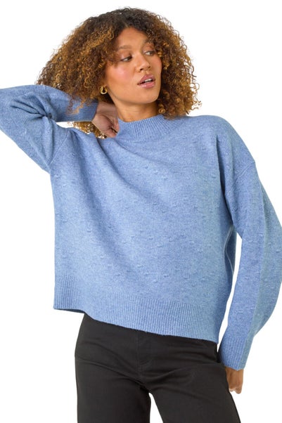 Roman Denim Bobble Stitch Knit Jumper