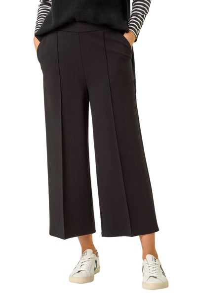 Roman Black Pocket Detail Stretch Waist Culottes