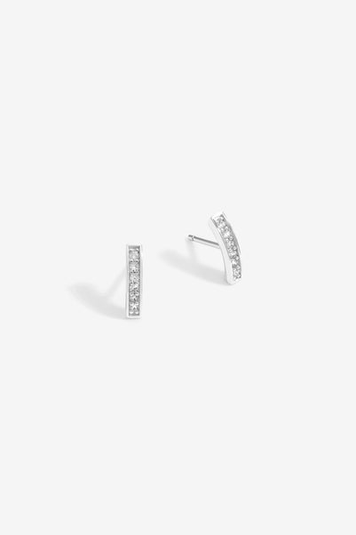 Simply Silver Sterling Silver 925 Pave Stick Earrings