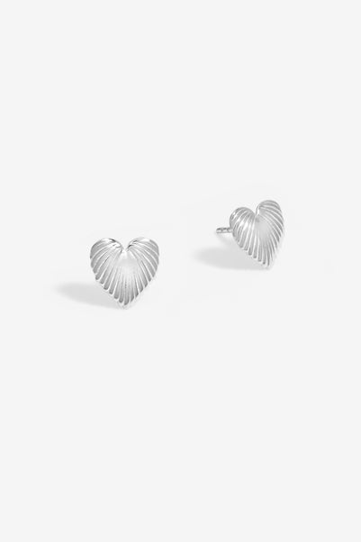 Simply Silver Sterling Silver 925 Polished Ridge Heart Stud Earrings