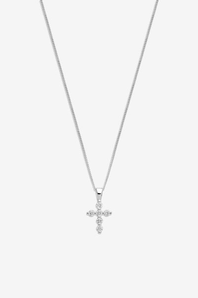 Simply Silver Sterling Silver 925 Cubic Zirconia Mini Cross Pendant