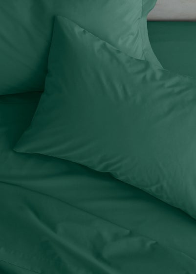 Catherine Lansfield Easy Iron Percale Standard Pillowcase Pair Dark Green