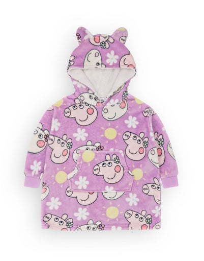 Peppa Pig Girls Purple Scattered Print Blanket Hoodie