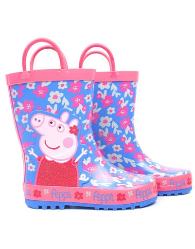 Peppa Pig Girls Blue Peppa Pig Wellington Boots with Handles (4 - 10 Younger)