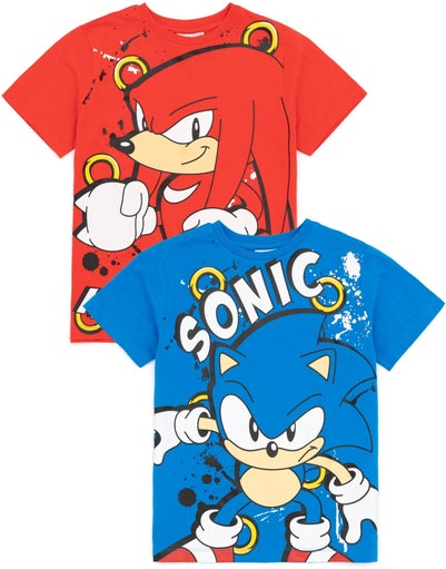 Sonic The Hedgehog Boys Multicoloured Character 2 Pack T-Shirts (4 - 12 Years)