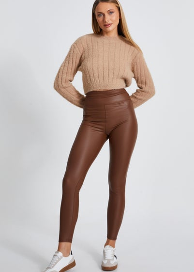 Quiz Brown Faux Leather Leggings