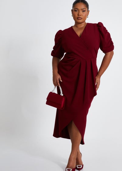 Quiz Red Curve Wrap Midi Dress