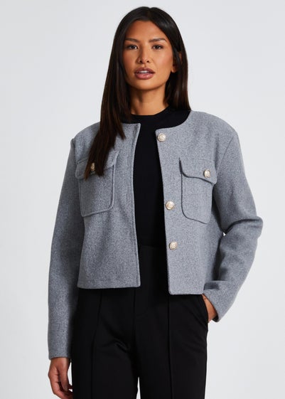 Quiz Grey Cropped Jacket