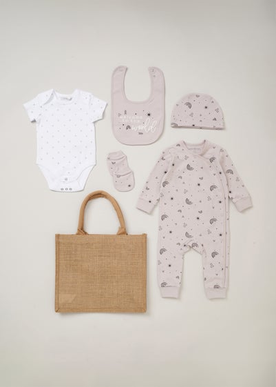 Homegrown Grey Organic Cotton 5-Piece Printed Baby Gift Set (Newborn - 6 Months)