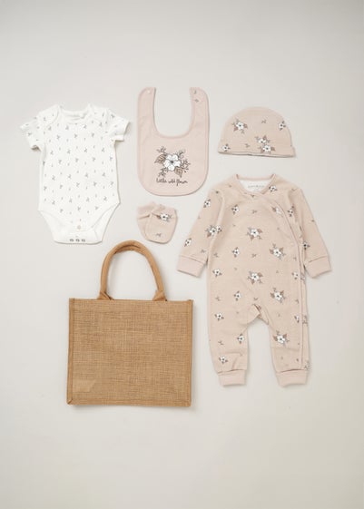 Homegrown Beige Organic Cotton 5-Piece Printed Baby Gift Set (Newborn - 6 Months)