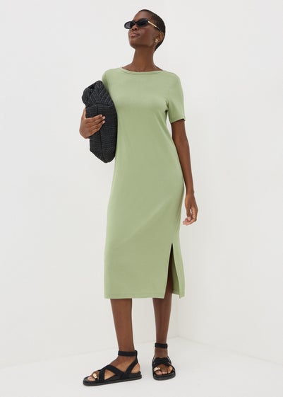 Sage Green T-Shirt Midi Dress