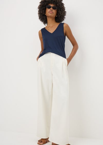 Navy V Neck Vest Top