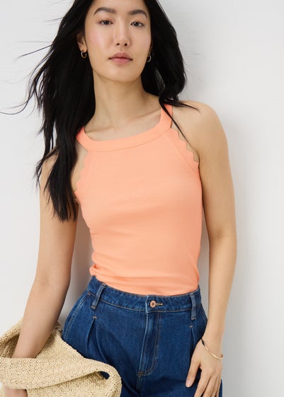 Peach Scalloped Edge Vest Top