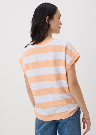 Peach Stripe Short Sleeve Top