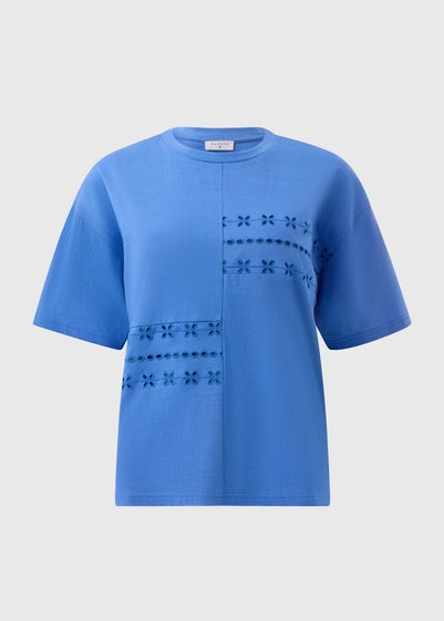 Blue Broderie Patchwork T-Shirt