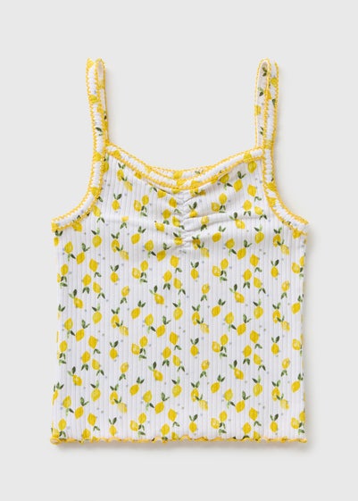 Girls Yellow Lemon Ribbed Vest (7-15yrs)