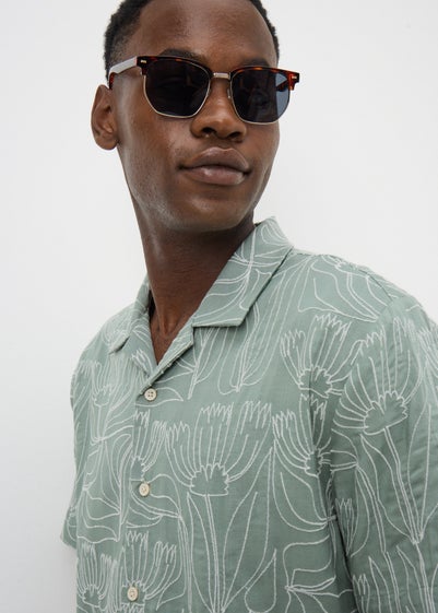 Sage Floral Embroidered Shirt