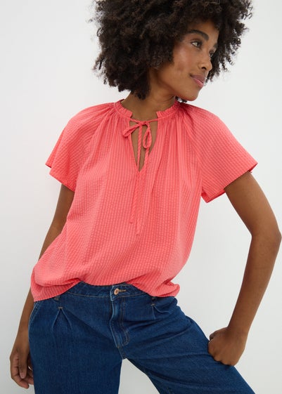 OE BOHO SS BLOUSE CORAL