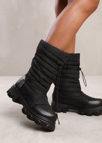 Where's That From Black Harleen Chunky Sole Puffy Ankle Boots