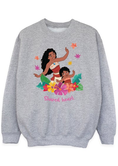 Disney Grey Moana & Simea Shared Heart Kids Heather Sweatshirt (3-13 Years)