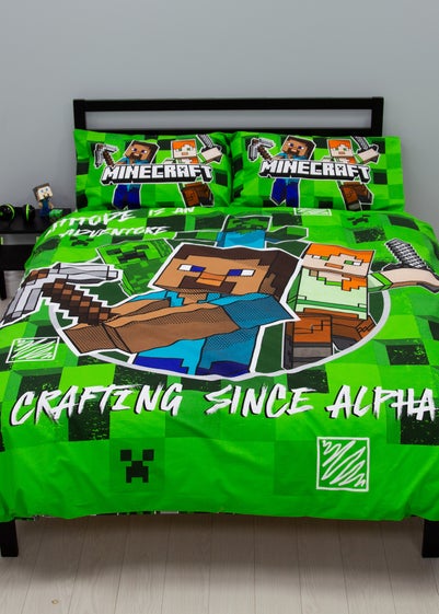 Minecraft Block  Check Reversible Duvet Cover Set