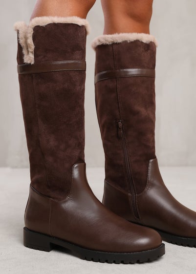 Where's That From Brown Kendra Faux Fur Knee High Boots