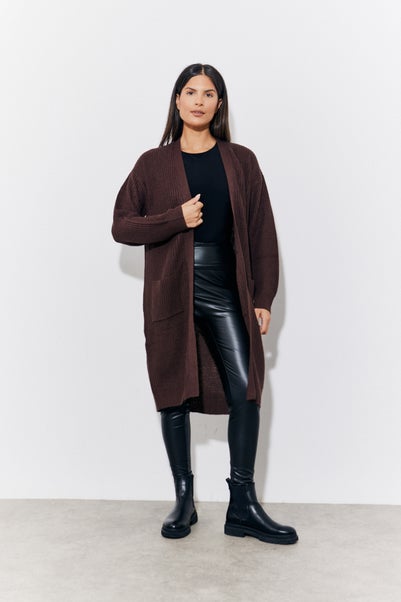 In The Style Chocolate Longline Belted Knitted Cardigan