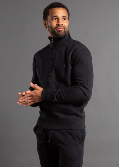 French Connection Navy Cotton Blend Funnel Neck Zip Jumper