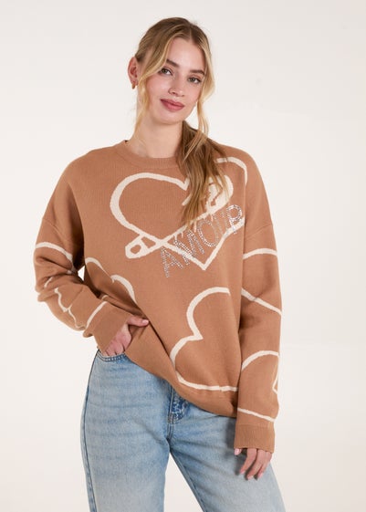 Blue Vanilla Ivory Heart Print 'Amour' Jumper