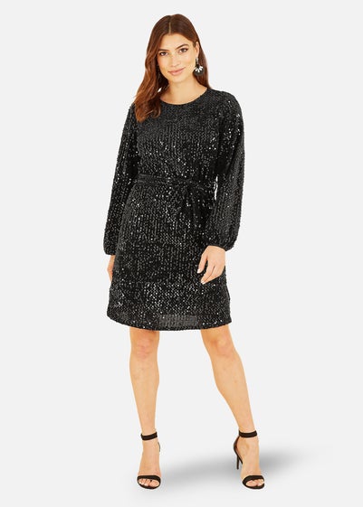 Mela Black Sequin Smock Dress