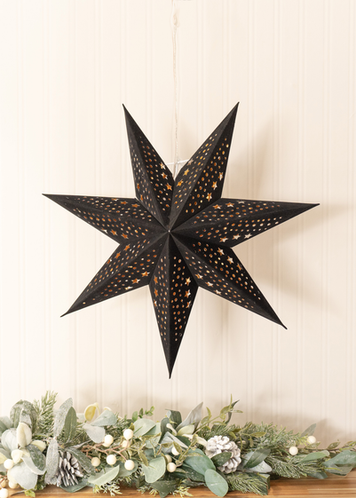 ValueLights Black Velvet Star Light Plug in Wall Light Christmas Tree Topper (45cm x 45cm x 13cm)