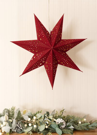 ValueLights Red Velvet Star Light Plug in Wall Light Christmas Tree Topper (45cm x 45cm x 13cm)