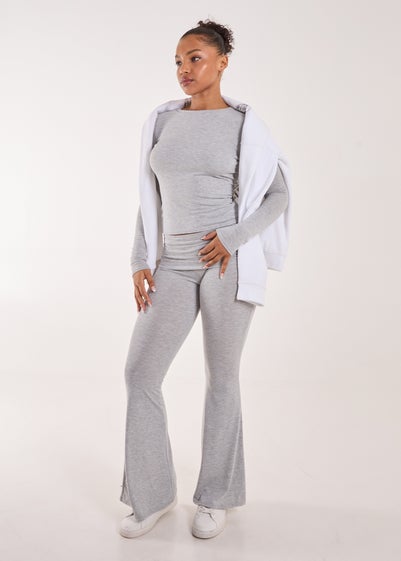 Pink Vanilla Grey Fold Over Waist Lounge Flares